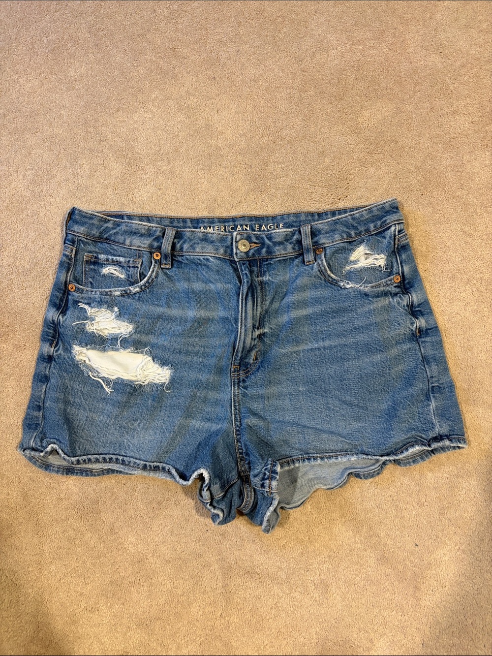 American Eagle Outfitters distressed strigid mom shorts